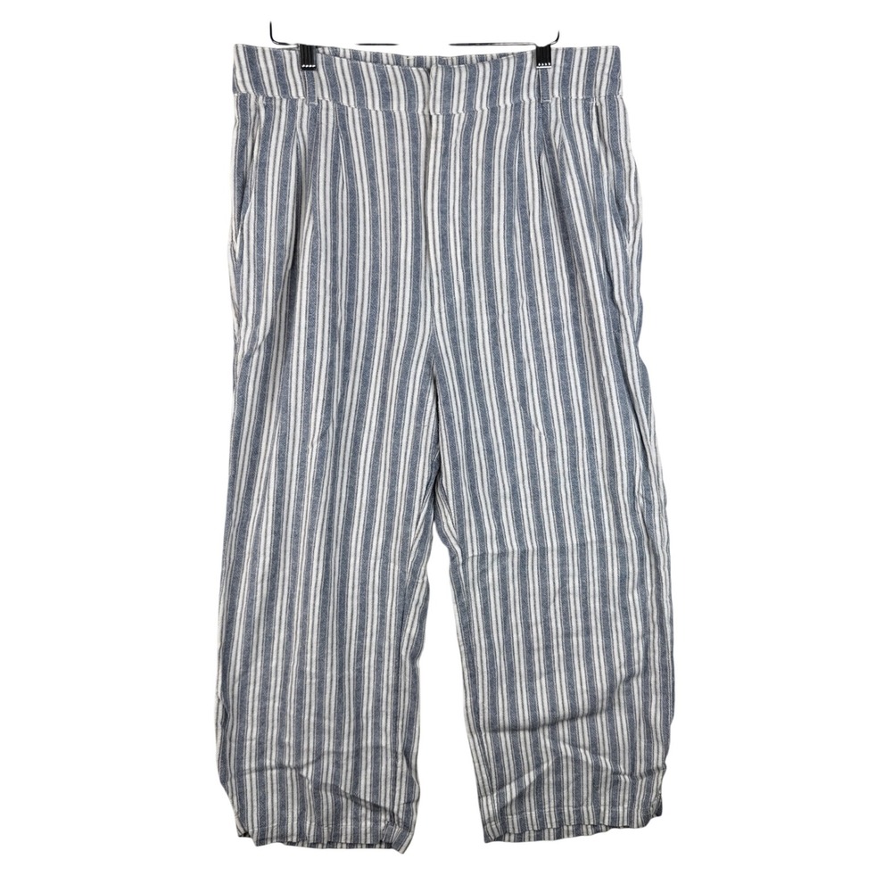 Abercrombie & Fitch Striped Wide Leg Pants size Large Petite‎ Blue/White